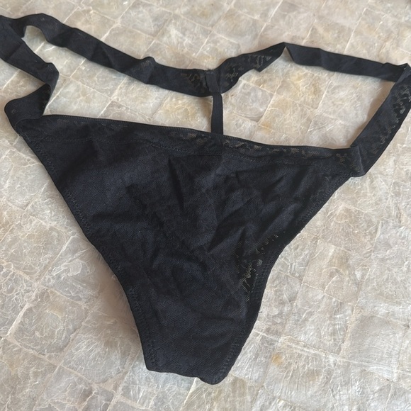 SKIMS Logo Mesh Skimpy Thong Onyx Black NEW Women's Size 4X string panties - Picture 4 of 8